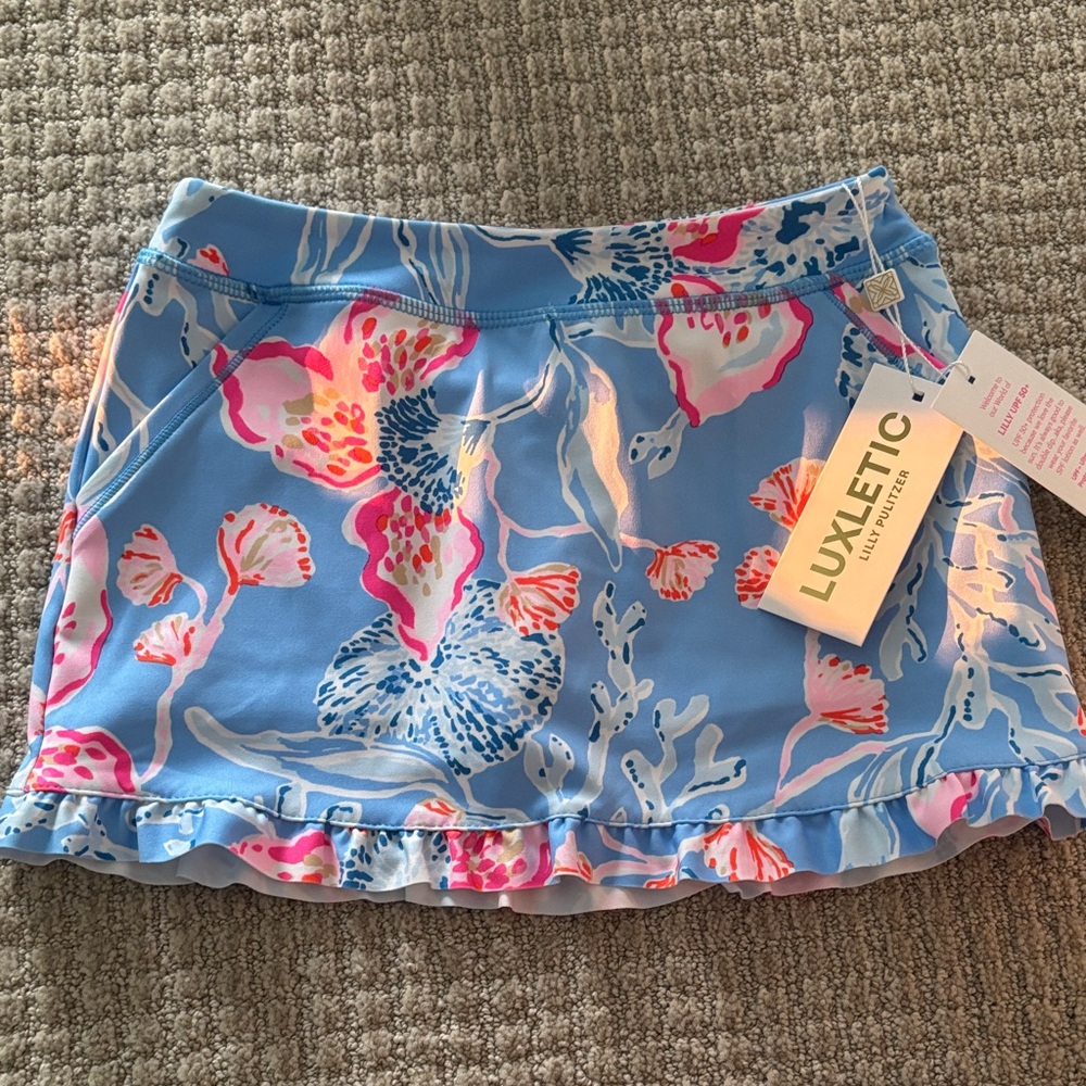 Lilly Pulitzer Luxletic Blue and Pink Mini Skirt